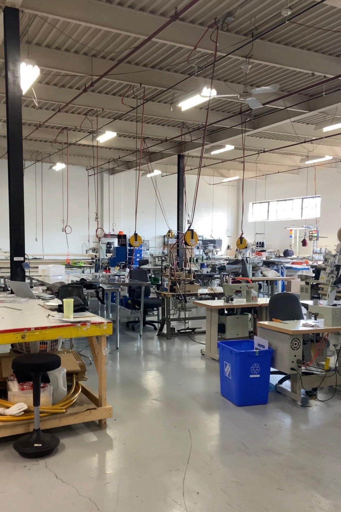 Factory floor with machinery and workstations